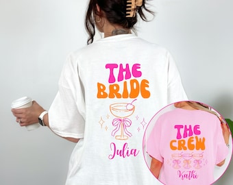 JGA T Shirt Personalisierbar, Junggesellinnenabschied Shirts,  Backprint, Team, Braut Shirt mit Name, JGA Frauen, Gruppen T Shirt, Hochzeit