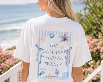 The summer I turned twenty, Geburtstagsshirt, personalisiertes 20. Geburtstag Shirt, Geschenkidee Geburtstag zwanzig, 20 Jahre, Birthday