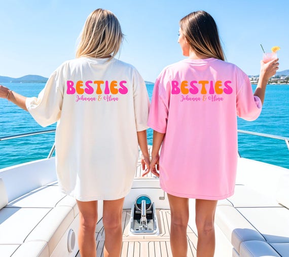 Beste Freundin Shirt, Bestie Shirt, Backprint Damen, pink orange, Geschenkidee Freundin, Freundinnen, BFF, Best Friends Outfit, Freundschaft