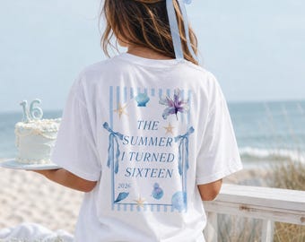 The summer I turned sixteen, Geburtstagsshirt, personalisiertes 16. Geburtstag Shirt, Geschenkidee Geburtstag sechzehn, 16 Jahre, Birthday