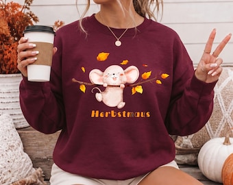 Autumn sweater, autumn mouse, women's autumn fashion, cozy autumn sweater, brown, mouse, autumnal sweatshirt, oversized, gift idea, cozy