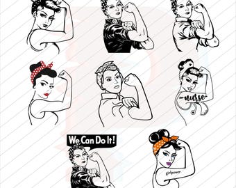 Rosie the Riveter SVG, Women Empowerment Cut Files (Digital Download)