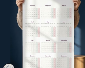 Wall calendar poster 2026 full year | Large Planner | Year at a Glance Printable | 24x36 & A1 Digital Download | Goldfinch