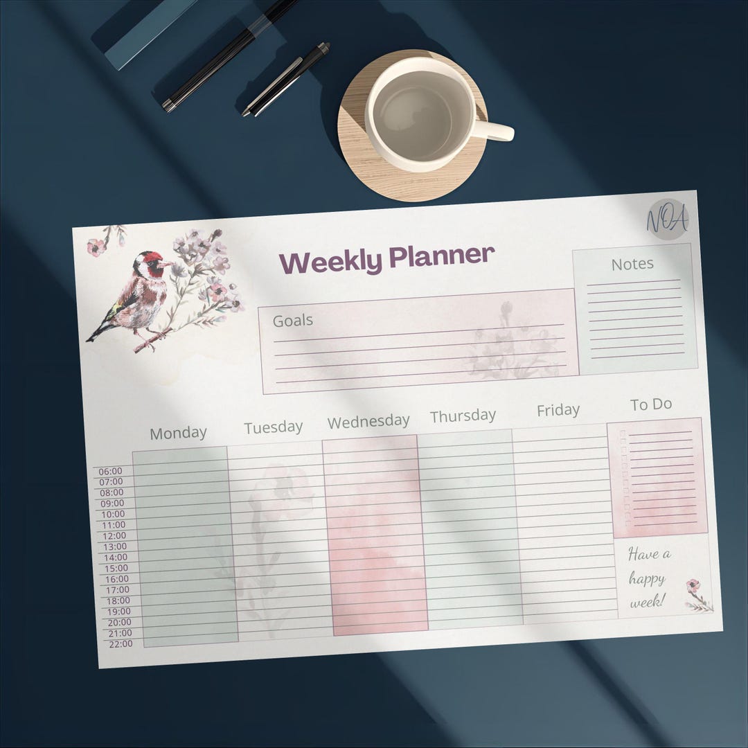 Floral Weekly Planner Printable | Pink Desk Pad PDF for iPad | Weekly ...