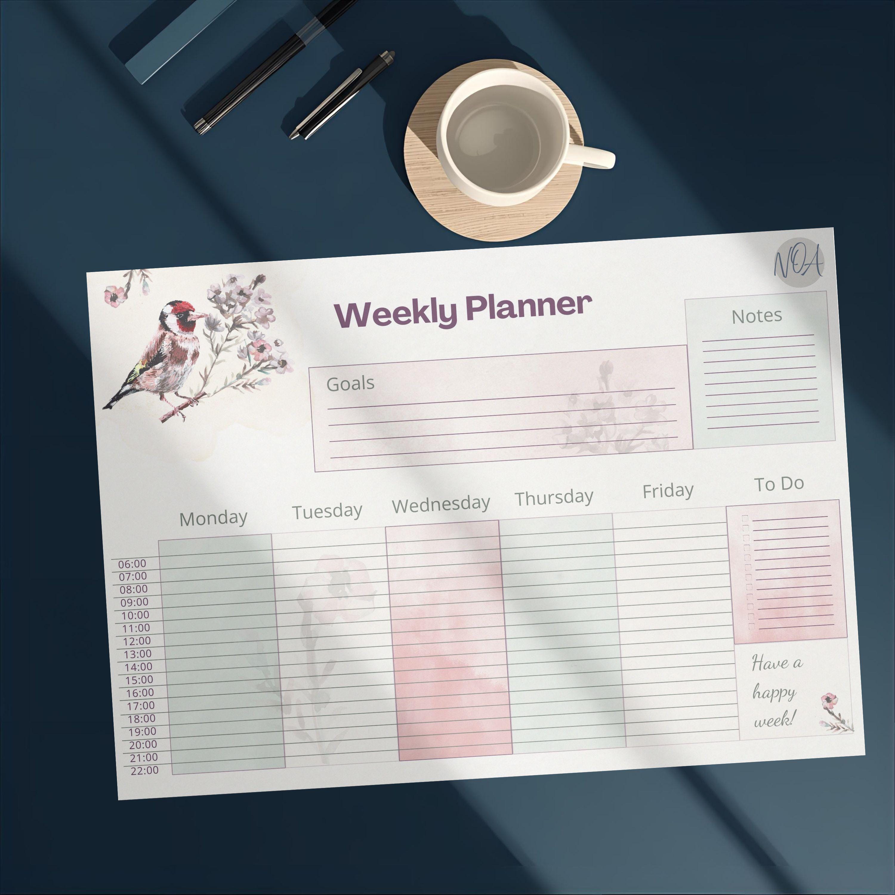 Floral Weekly Planner Printable | Pink Desk Pad PDF for iPad | Weekly ...