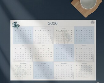 Desktop calendar 2026 digital download | wall calendar poster 2026 full year | Kingfisher Bird Art