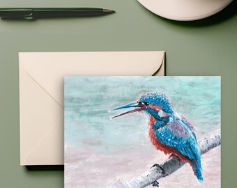 Hand-Painted Bird Birthday Card, Printable 5x7 (Digital Download)