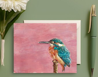 Hand-Painted Kingfisher Birthday Card | Nature Art (Digital Download)