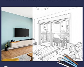 Realistic Interior Coloring Pages for Adults | Architectural Design Sketch PDF | Self Care Coloring Pack | Room Home Decor Art