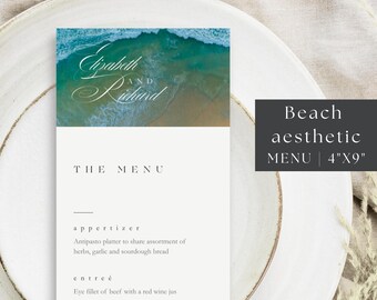 Coastal Wedding Menu Template: Elegant Beach Design (Canva Editable, Digital Download)