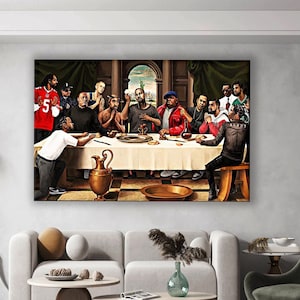 Hip-Hop Last Supper Wall Art, Best Rappers in History Canvas Wall Decor, Legendary Rappers Poster Print, Hip Hop Rappers Fan Gift.