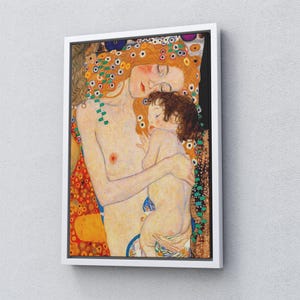 グスタフ・クリムト「女性の三つの年齢」、クリムトのキャンバスプリント、有名な壁アート、クリムトの女性ポスタープリント、母と子のキャンバスギフト。