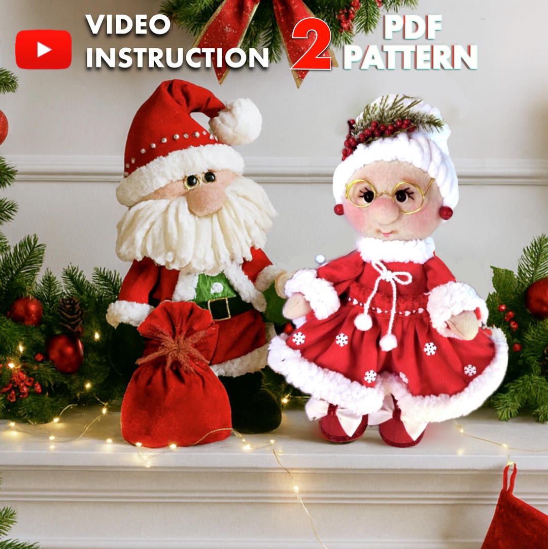 PDF Sewing Pattern Set – Mrs. Claus (37 Cm / 14.5") + Santa (40 Cm / 15 ...