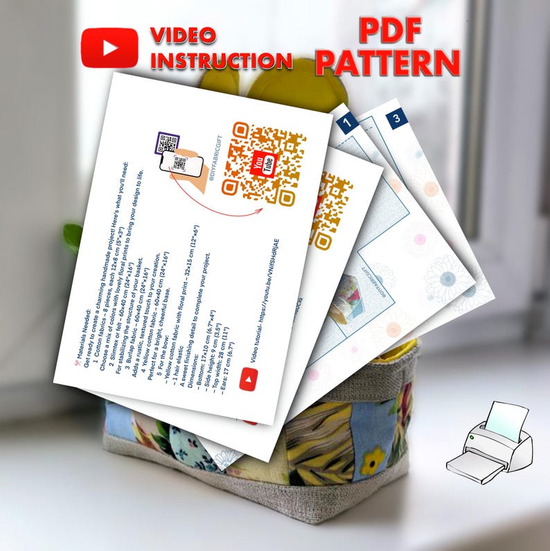 PDF Sewing Pattern – Bunny Ears Easter Basket – Patchwork Fabric Basket ...