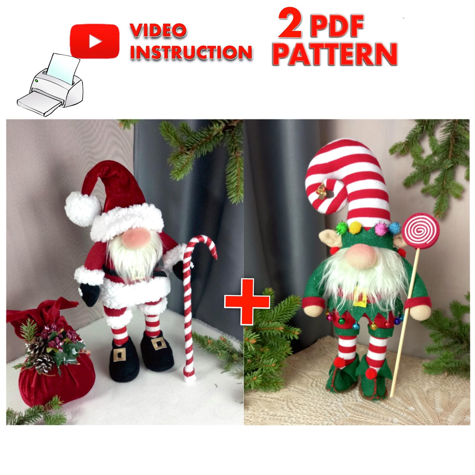 PDF Sewing Pattern Set – Santa Claus Size is 33 Cm (13"). & Christmas ...
