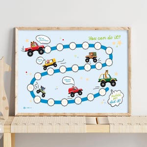 Motievenposter auto's voor kinderen - inspiratie voor kinderen! | Afdrukbare gedragskaart voor jongens | Positieve affirmatiekaart in het Engels en Nederlands