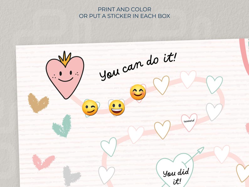 Rainbow and Hearts Reward Chart for Girls | Printable A4 PDF | Fun ...