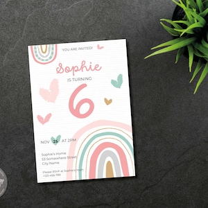 Canva verjaardagskaart voor meisjes: print of deel digitaal | Uitnodigingskaart | Engelse en Nederlandse versie | Uitnodiging feest