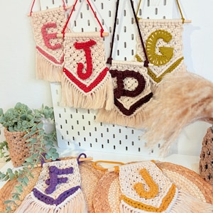 Personalized Nursery Decor, Macrame Letter Small Wall Hanging bannar | Custom Initial Banner | Handmade Boho | customized alphapet macrame