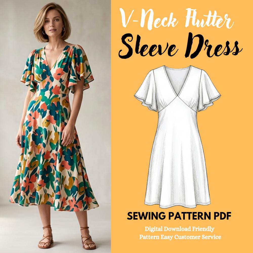 fatiha floral lace & chiffon dress Ivory Deep V-Neck Flutter Sleeve Tiered Maternity Midi Dress main image 1