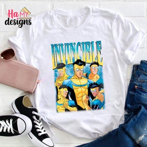 Shirt Invincible Mark Superhero, cartoon graphic T-shirt, stripfankleding, superheldcadeau, T-shirt Invincible Mark