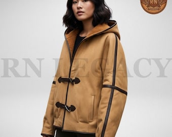 Handmade Sheepskin Aviator Jacket: Women's Hooded Shearling Bomber