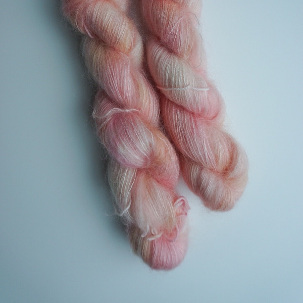 Peachy Keen Mohair - Laceweight Kid Mohair  Silk - 1 Ply Yarn Fiber - Pastel Pink Salmon Peach Coral Hand dyed Sweater Knit Crochet Socks