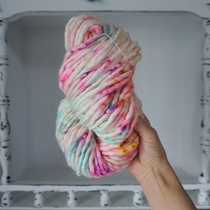 It’s a Marshmallow World - Chunky Weight Wool Superwash Yarn Roving Fiber - Hand Dyed Pastel Pink Mint Purple Gold Golden Blue Knit Crochet