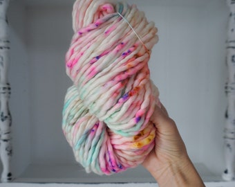 It’s a Marshmallow World - Chunky Weight Wool Superwash Yarn Roving Fiber - Hand Dyed Pastel Pink Mint Purple Gold Golden Blue Knit Crochet