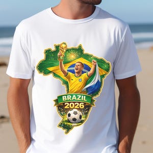 Brazil 2026 Soccer Fan PNG, DTF Shirt Design (Digital Download)
