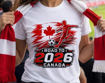 Canada 2026 png, afbeelding voetballer, ontwerp vlag Canada (digitale download)