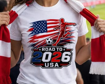 USA 2026 Soccer PNG, Patriotic Player Graphic Tee, Soccer Gift for Fans
