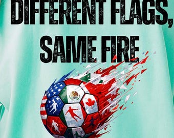 World Cup 2026 Soccer Wall Art PNG , USA Mexico Canada Flag Football Print, Flaming Soccer Ball Sports Decor