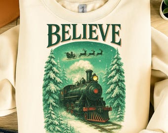 Vintage Christmas Train PNG, Santa Sleigh, Polar Express (Digital Download)