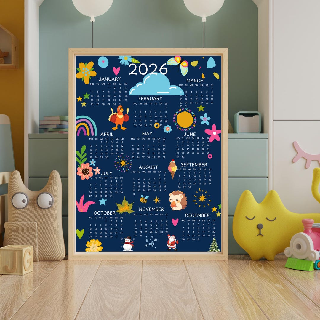 2026 Classroom Calendar Printable for Kids, Colorful Monthly School ...