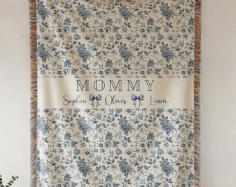 Manta personalizada para mamá con nombre, regalo personalizado para mamá, manta para mamá primeriza, regalo para baby shower, regalo para anunciar el embarazo en el Día de la Madre