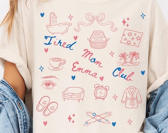 Camiseta personalizada del Club de Mamás Cansadas, Camiseta personalizada para mamás con nombre, Camiseta linda para mamás, Regalo divertido para mamás, Camiseta Comfort Colors