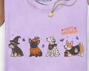 Faux Patchwork Halloween Dog Shirt, Cute Halloween Dogs Tee, Spooky Dog Lover Shirt, Funny Fall Dog Gift, Pet Lover Tee