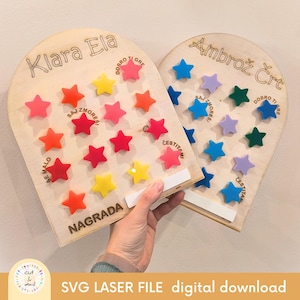 子供向け報酬チャート SVG、スタートークンボード、パーソナライズされたレーザーファイル、幼児のモチベーションボード、行動チャート、デジタルダウンロードファイル