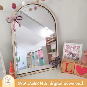 Bevestigingsspiegel SVG, zelfliefde, bevestigingsbestand, inrichting kinderkamer, kinderkamerkunst aan de muur, boho spiegel, digitaal bestand voor Cricut, laserklaar
