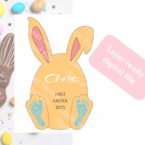 Ma première Pâques SVG empreinte de pas bébé Pâques mignon lapin pieds grenouillère de Pâques chasse aux œufs de Pâques numérique Pâques Clipart Cricut Silhouette coupe fichier