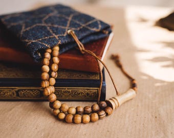 Tasbih with olive wood beads from Palestine - 99 beads