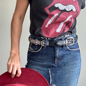 Upcycled Denim Maxi Skirt: Handmade Rhinestone Jeans Skirt