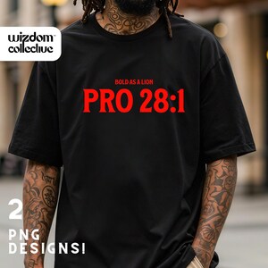 Christian Men&#39;s Bold As A Lion Pro 28:1 PNG | Man of God Sublimation Design | Pastor Gift | Religious Digital Download DTF Print