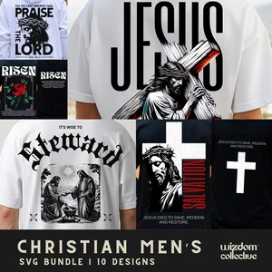 Christian Men&#39;s SVG Bundle | Faith-Based SVG Designs, Religious Shirt Graphics, Jesus SVG Files, Christian Digital Download Pack
