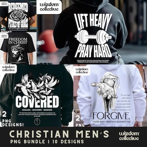 Christian Men’s PNG Bundle - Man of God & Jesus Clipart, Faith-Based Shirt Graphics and Sublimation Designs, Digital Download