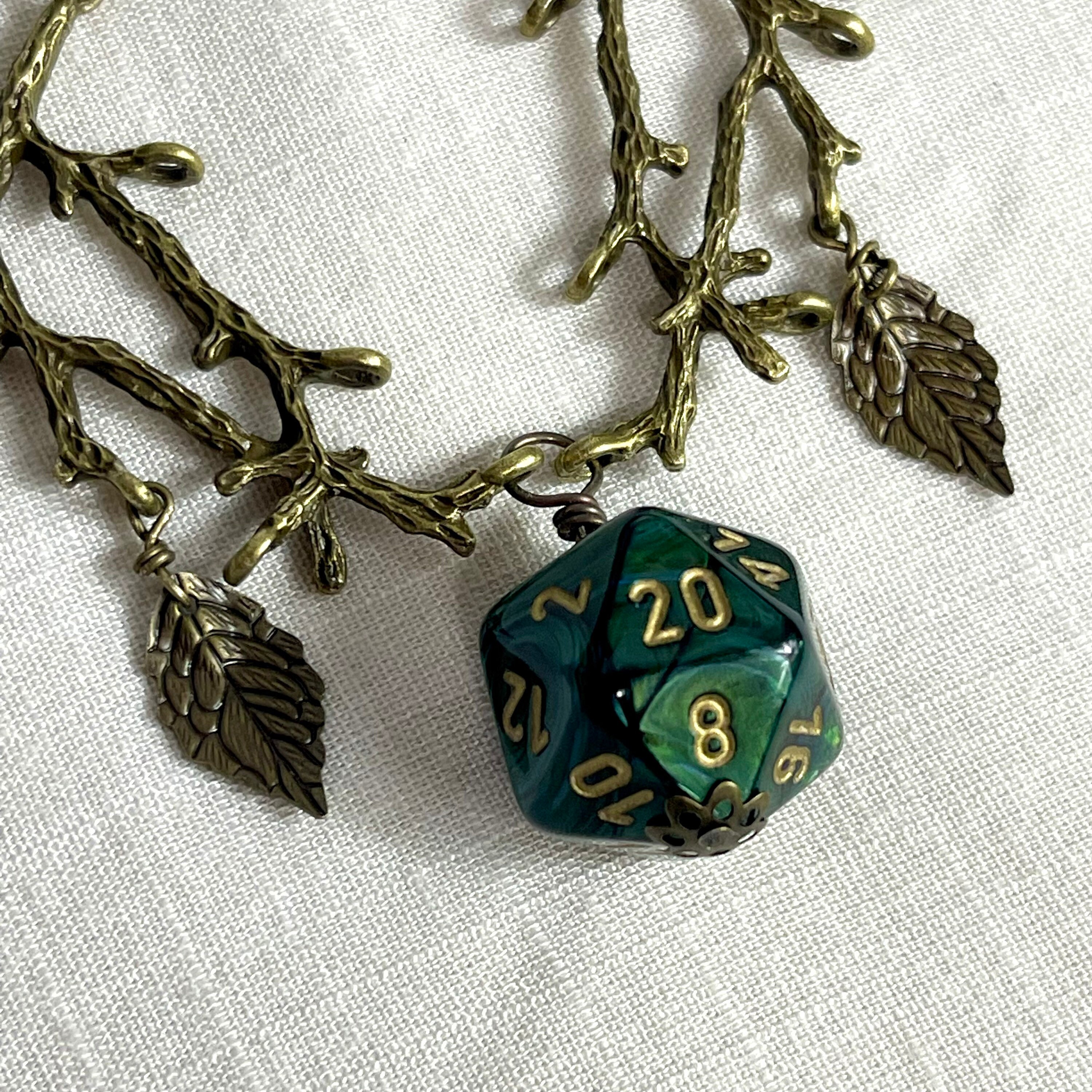 Druid d20 dice necklace green — Mage Studio