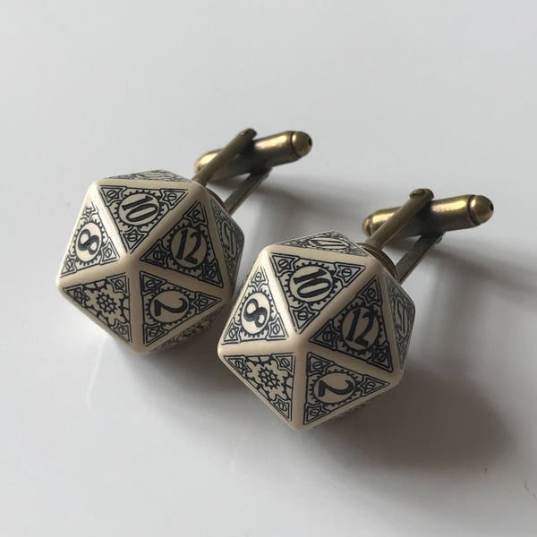 D20 steampunk dice cufflinks steam punk D20 cuff links dungeons and dragons rpg christmas gift for him geek gift geek guy dungeon master dnd