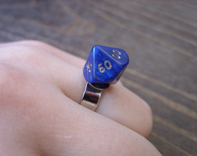 Miniature D100 Dice Ring Adjustable Ring Dungeons and Dragons Etsy