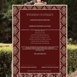 Wedding Contract | Groom | Bridesmaids | No Entry | Doli Signage | Wedding Entry Signs | Bridal Party Signage